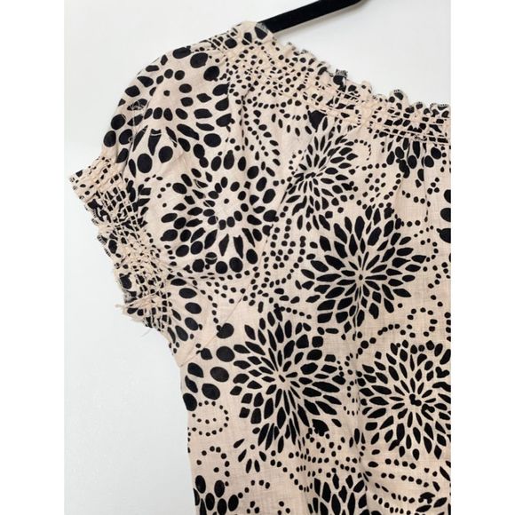 Saint Tropez West 100% Linen Floral Blouse Top Size Small Y2k Neutral G42 - Picture 3 of 11